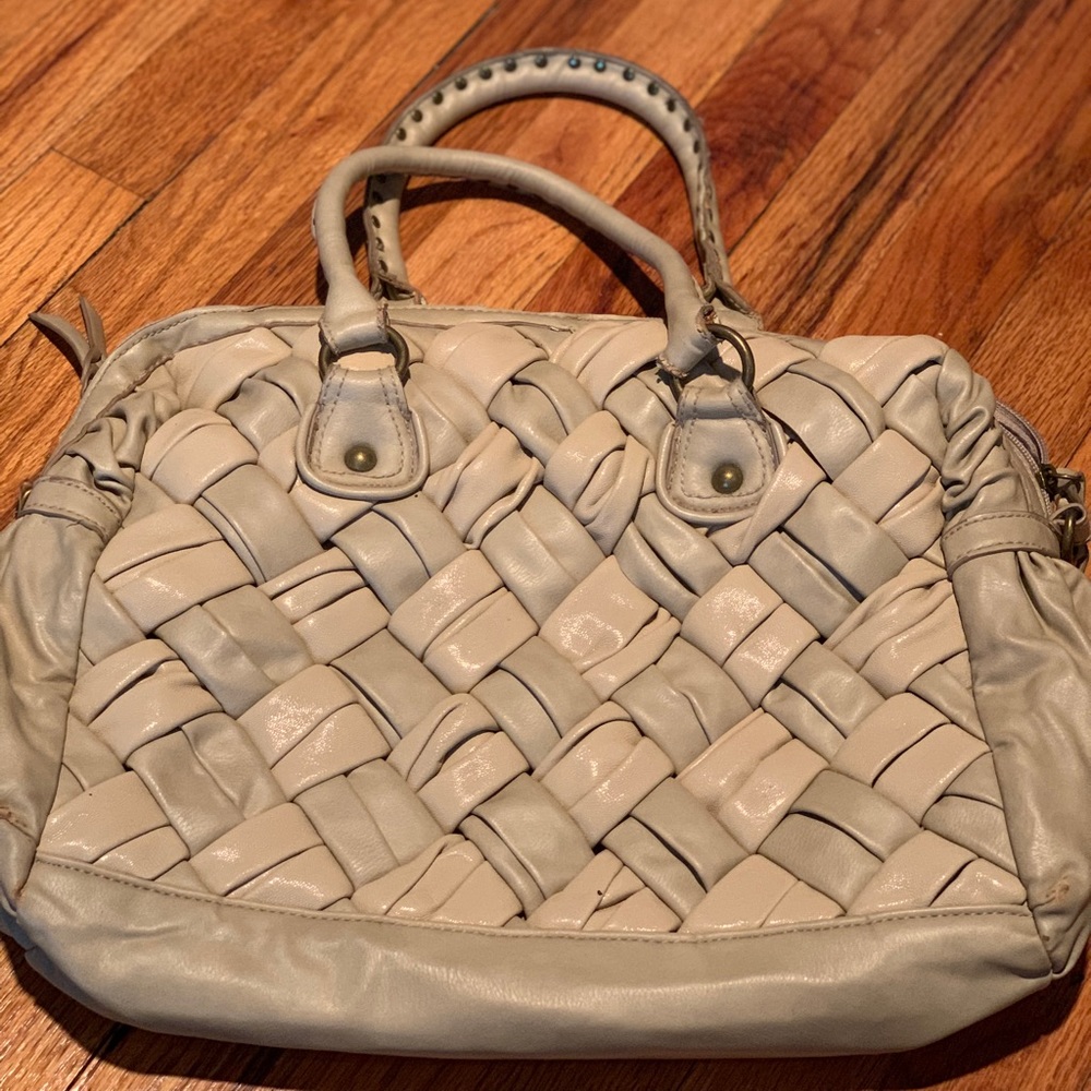 Steve Madden Off-White Braided Crossbody Satchel